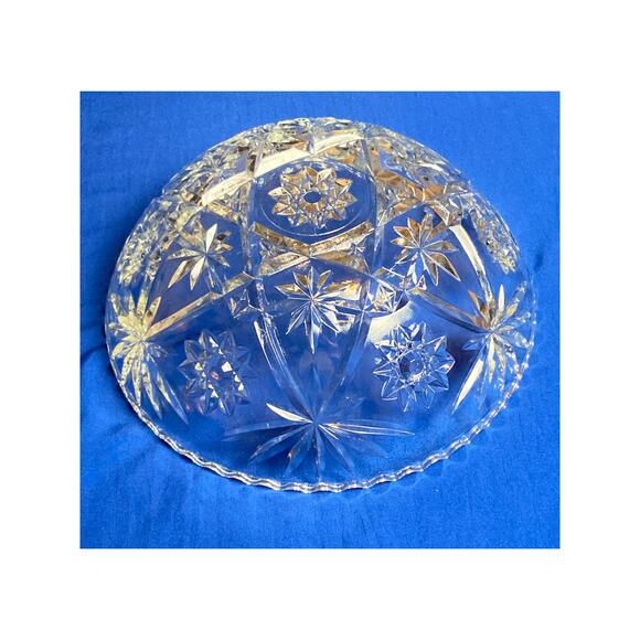VTG Anchor Hocking Glass Serving Bowl Star of David Pattern 10.5" x 4" Sawtooth - Picture 5 of 9